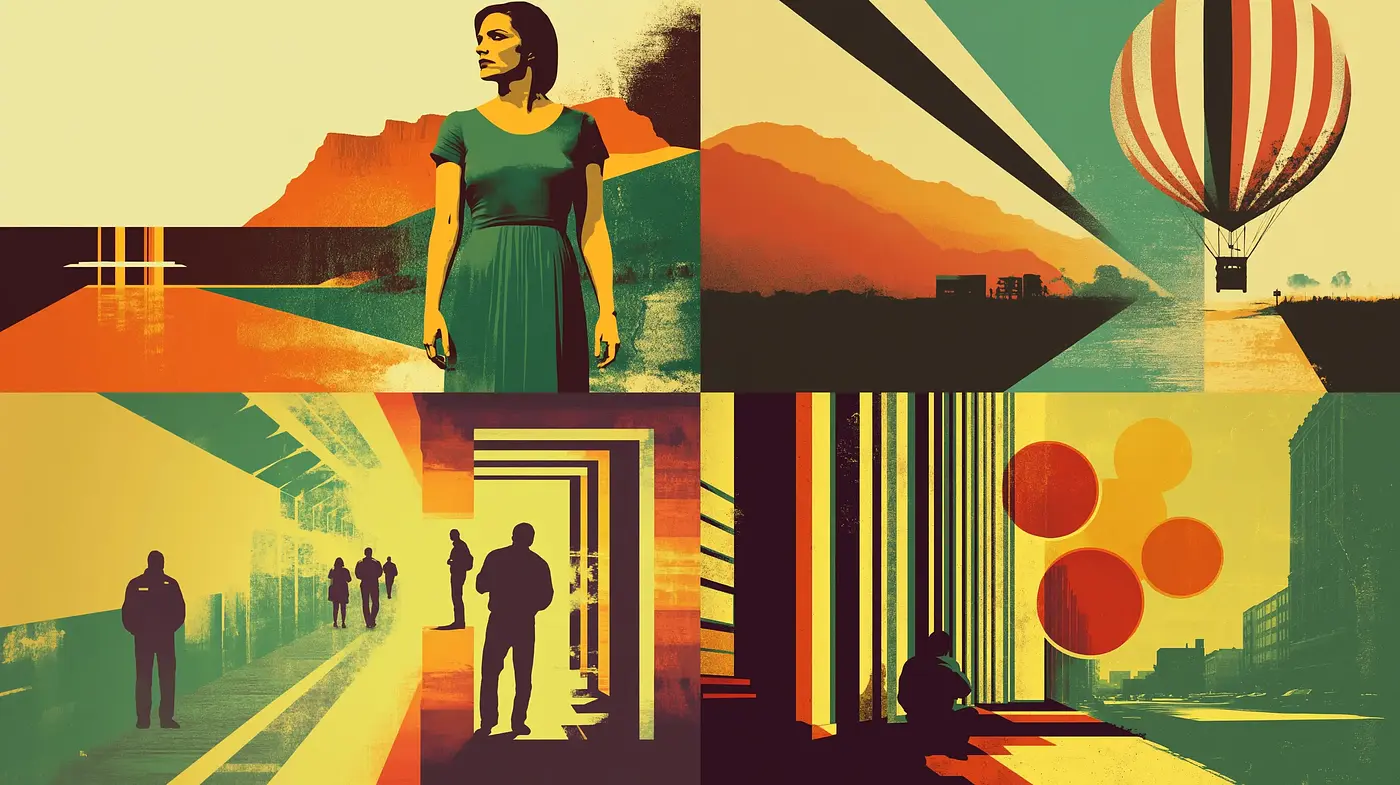 Retrofuturistic Vista with a Warm Nostalgic Palette - Midjourney sref style