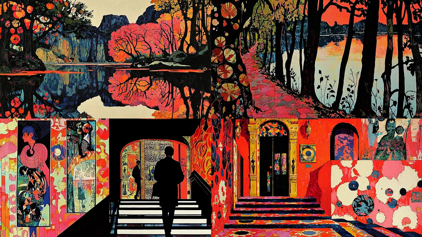 Fusion of Florid Art Nouveau and Expressionist Vibrancy - Midjourney sref style