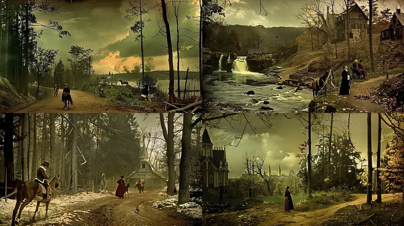 Ethereal Twilight Ambiance in Rustic Landscapes - Midjourney sref style