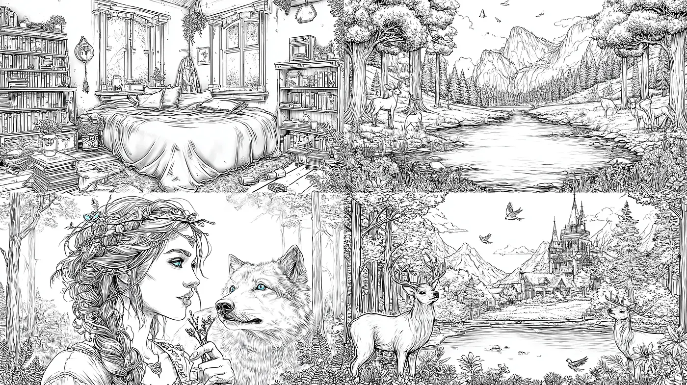 Whimsical and Intricate Hand-Drawn Style with Nature Themes - Midjourney sref style