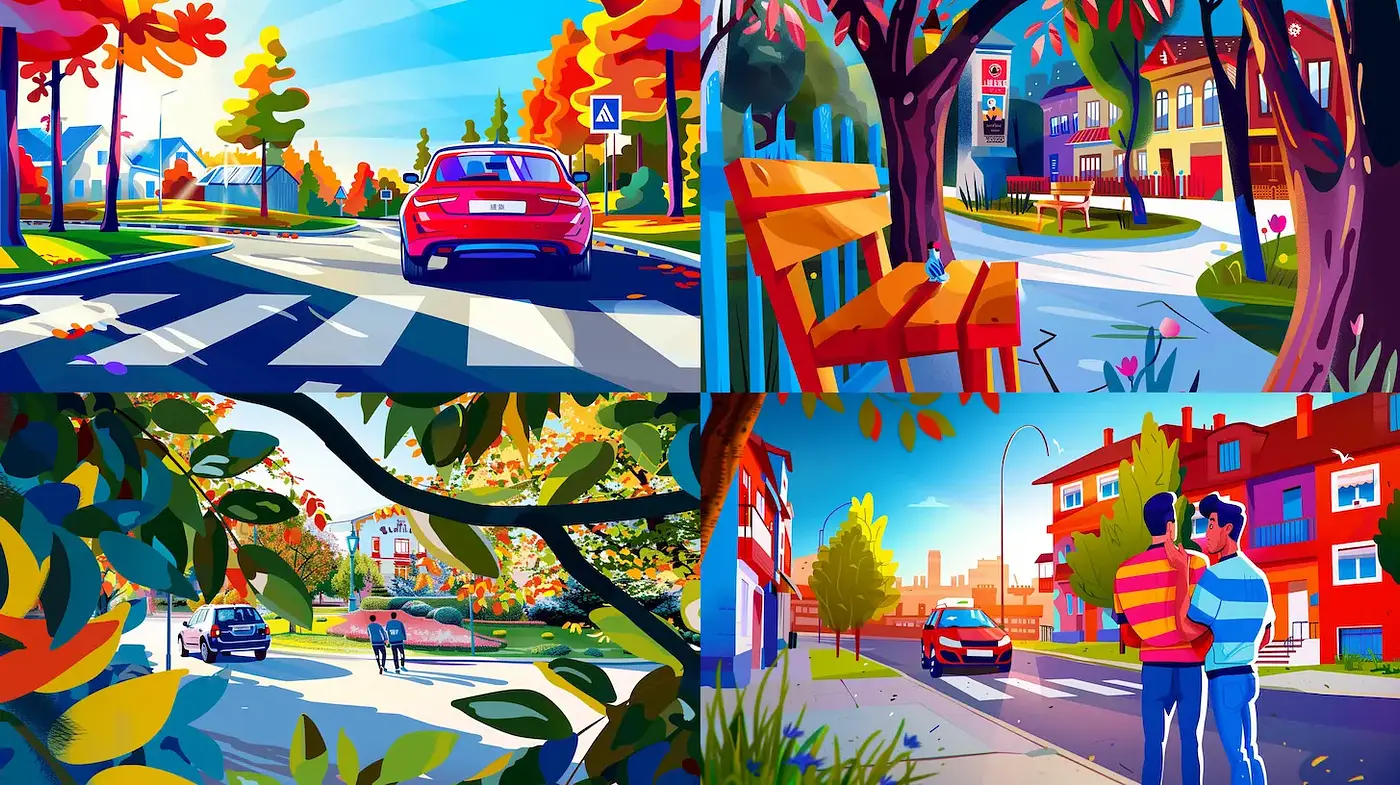 Vibrant Urban Landscapes with a Whimsical Touch - Midjourney sref style
