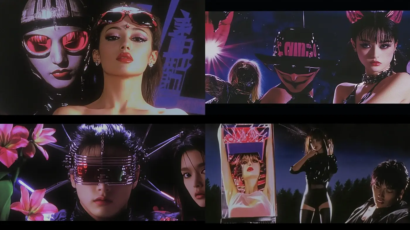 Neon-Noir Cyberpunk Aesthetic with Retrofuturistic Overtones - Midjourney sref style