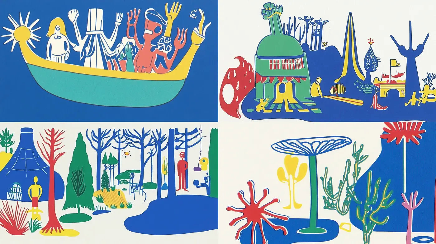 Vibrant and Whimsical Cutout Visions - Midjourney sref style