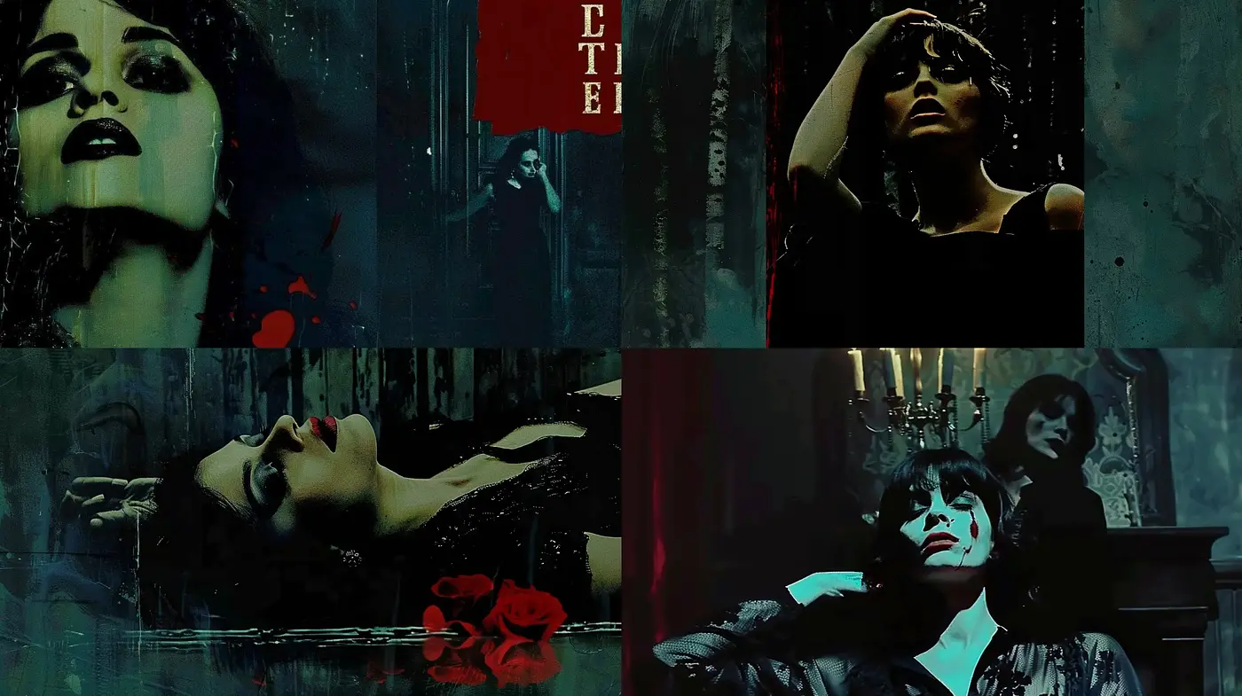 Gothic Elegance with a Cinematic Noir Influence - Midjourney sref style