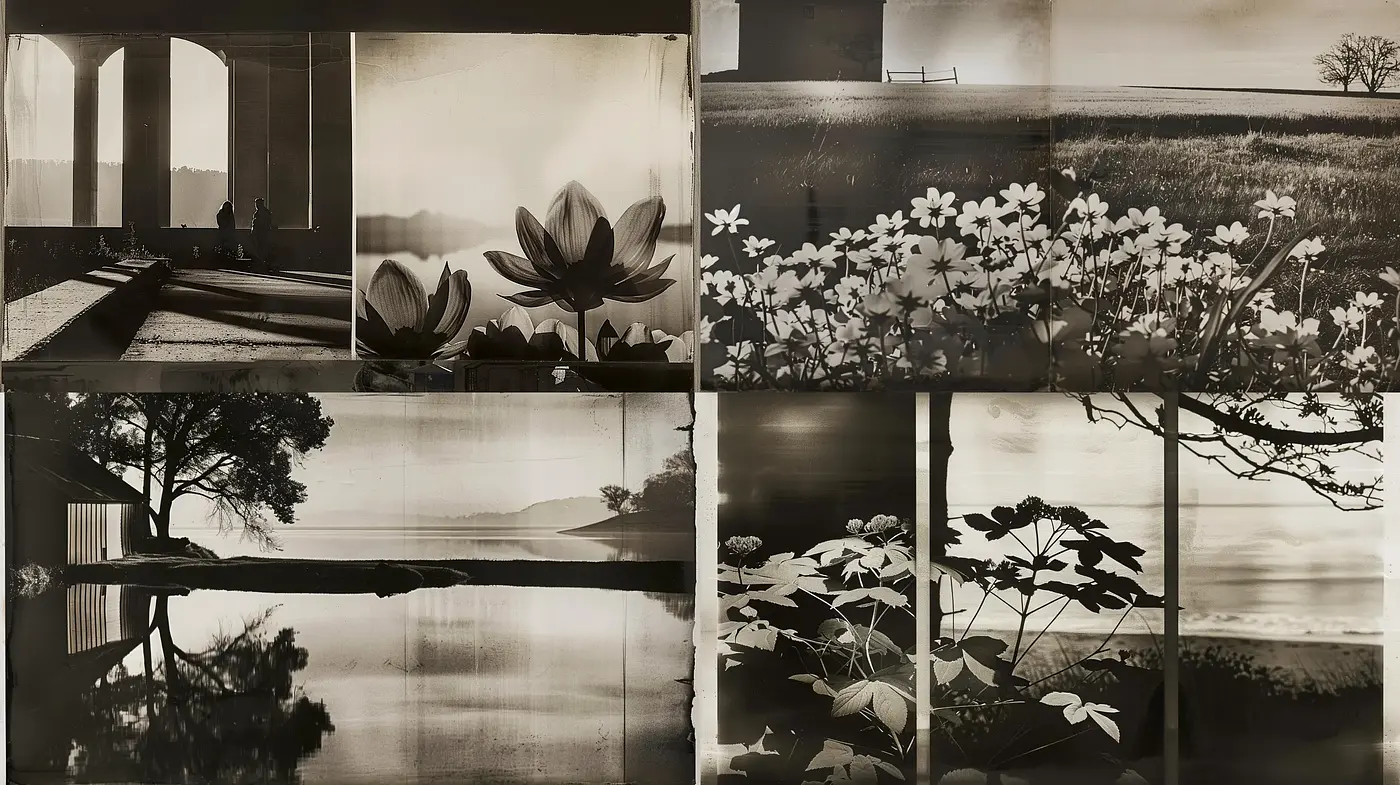 Monochromatic Serenity: A Timeless Fusion of Nature and Tranquility in Grayscale - Midjourney sref style