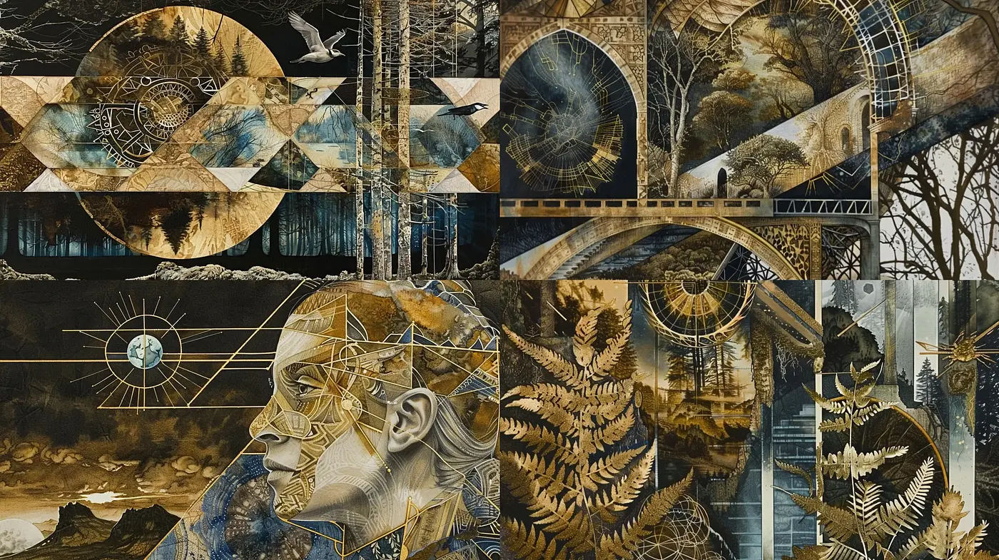 Surreal Geometric Elegance with a Nostalgic Expanse - Midjourney sref style