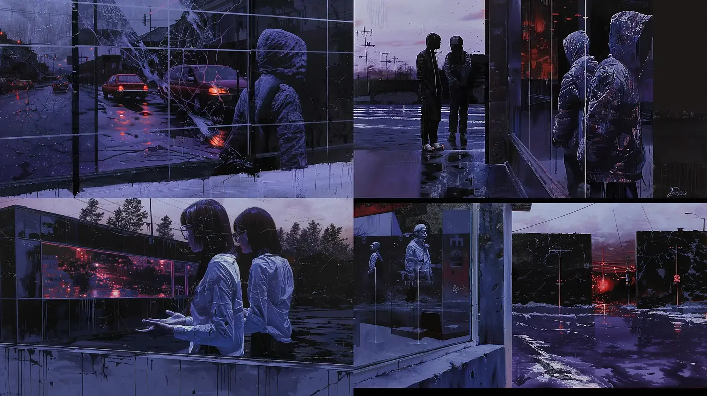 Twilight Urban Dreamscape with a Cyberpunk Essence - Midjourney sref style