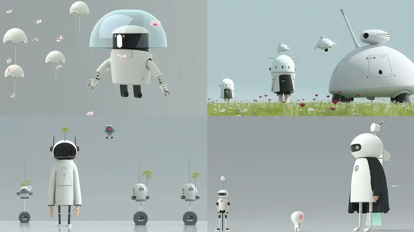 Futuristic Minimalism with Whimsical Charm and Playful Technology - Midjourney sref style