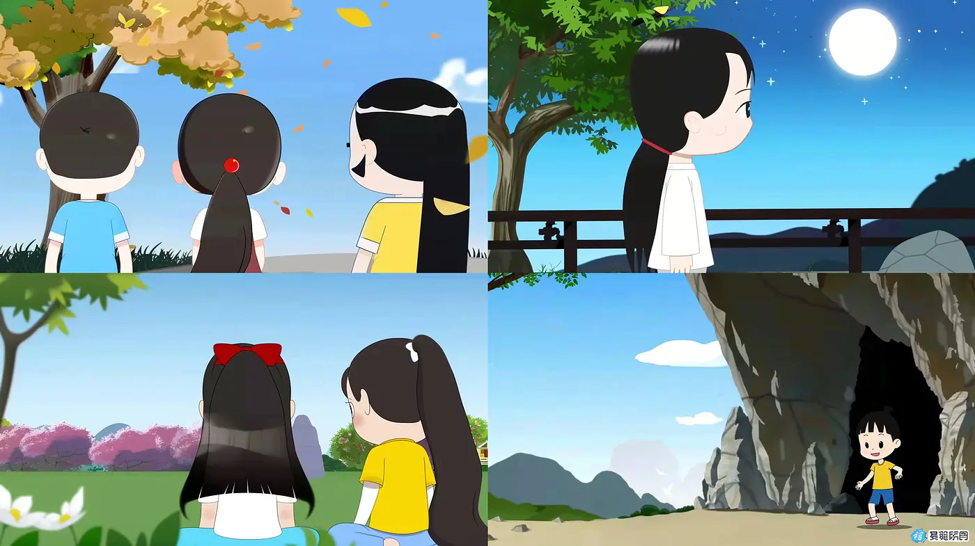 Consistent Serene Anime-Inspired Simplicity Across Four Scenes - Midjourney sref style