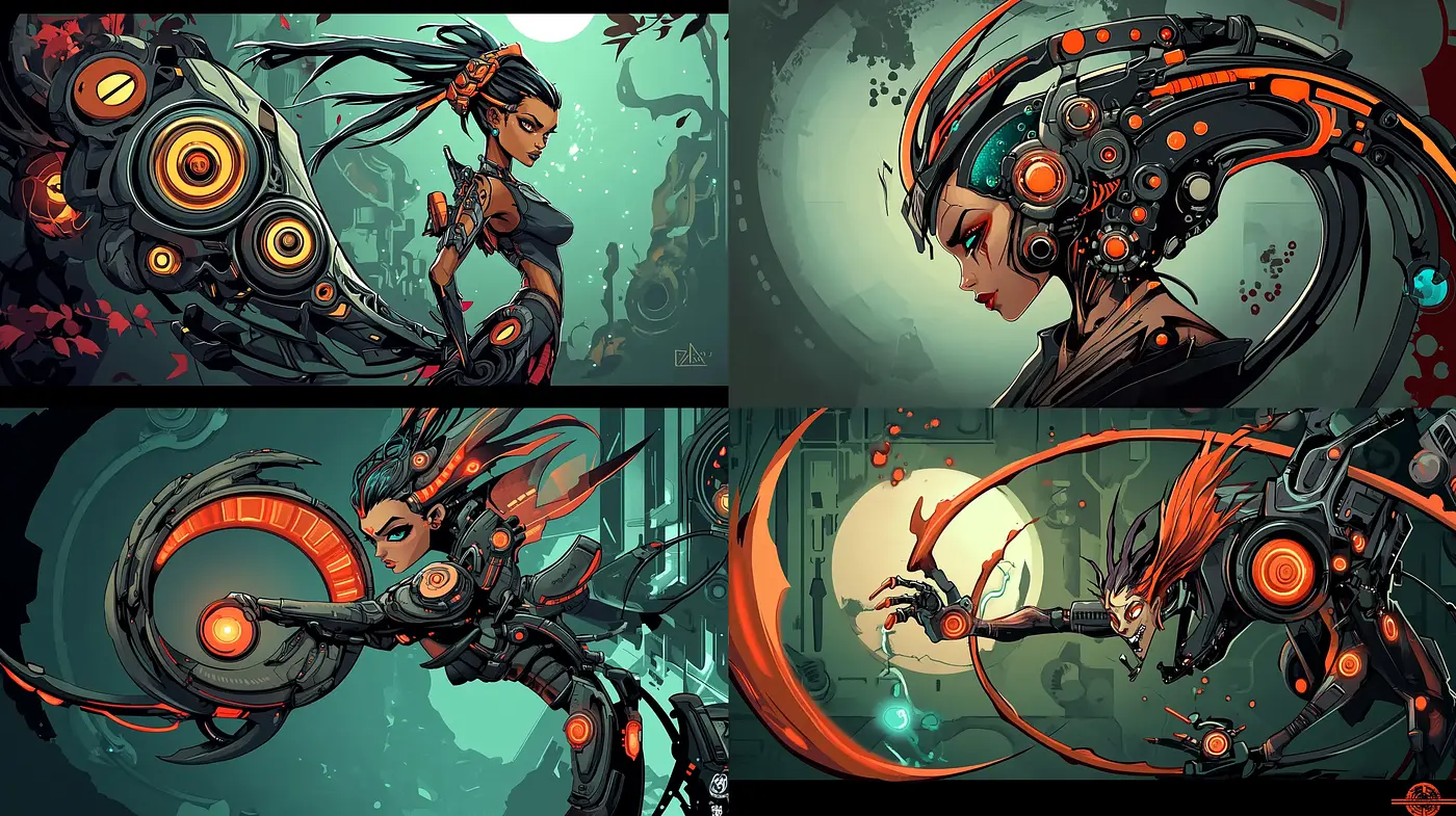 Cybernetic Elegance: A Fusion of Organic and Mechanical Aesthetics - Midjourney sref style