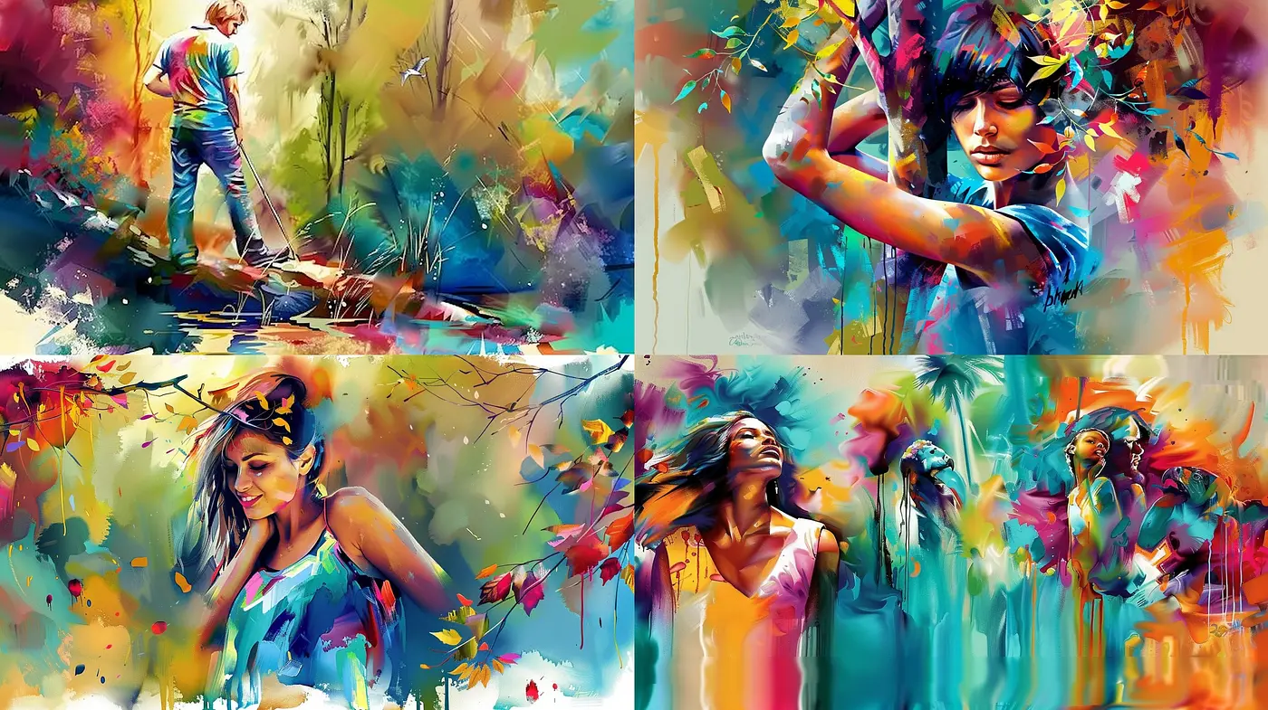 Vibrant Brushstroke Harmony: A Fusion of Abstract Realism and Expressive Color Dynamics - Midjourney sref style