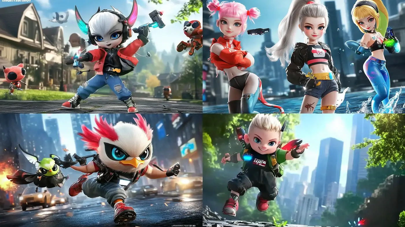 Dynamic Fusion of Anime and High-Resolution Video Game Graphics - Midjourney sref style