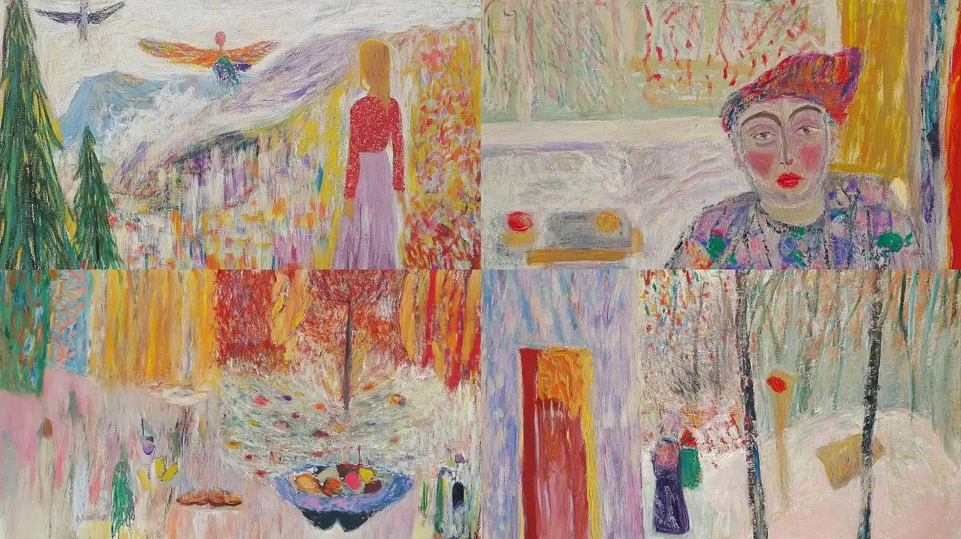 Whimsical Brushwork and Vivid Impasto Dreamscapes - Midjourney sref style