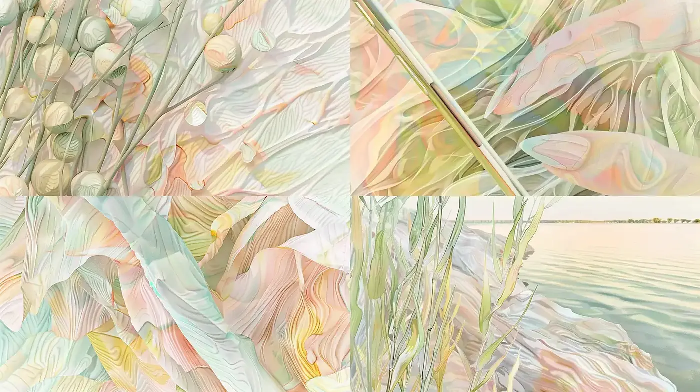 Softly Textured Pastel Imagery with Fluid Motifs - Midjourney sref style