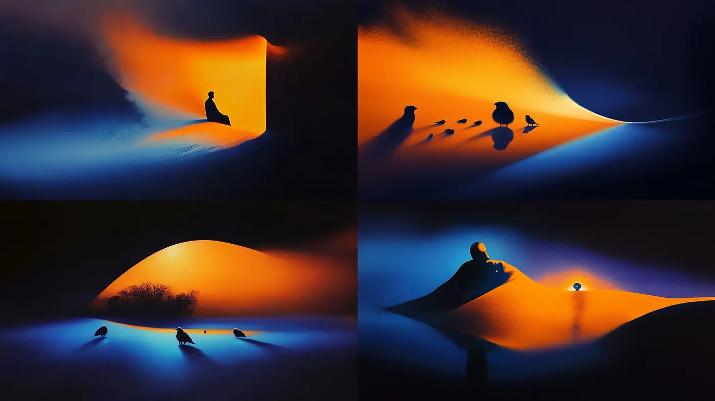 Surreal Twilight Dreamscape with Luminous Tonal Contrasts - Midjourney sref style