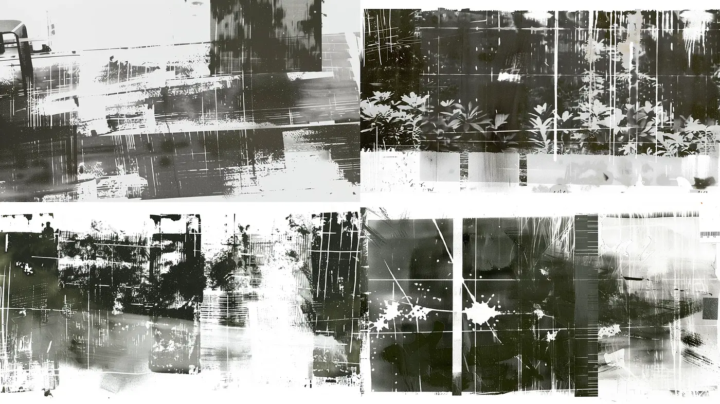 Monochromatic Abstract Expressionist Fusion with a Textural Emphasis - Midjourney sref style