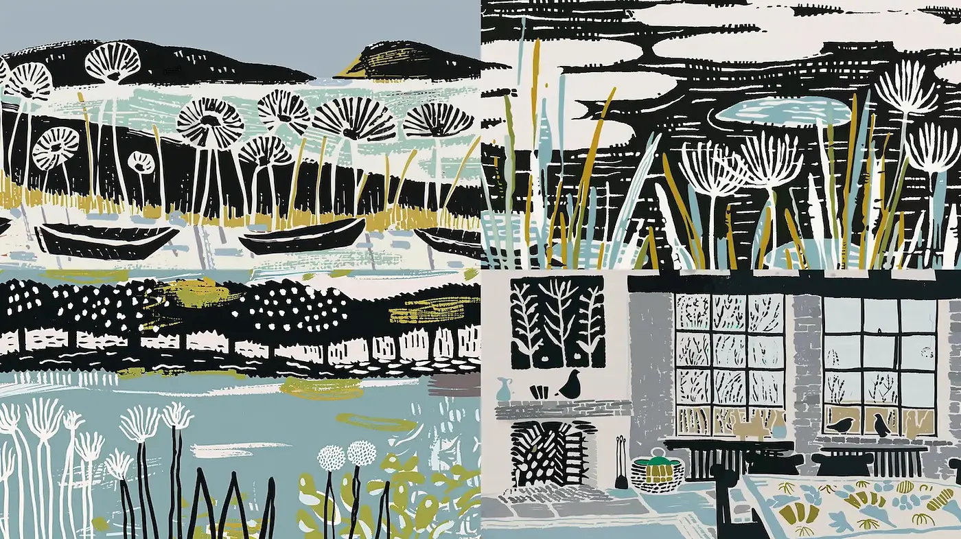 A Harmonious Blend of Nature and Abstraction in Contemporary Art - Midjourney sref style