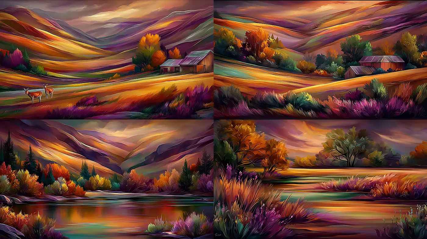 Vibrant Landscape Art with Expressive Color Dynamics and Impressionistic Flair - Midjourney sref style