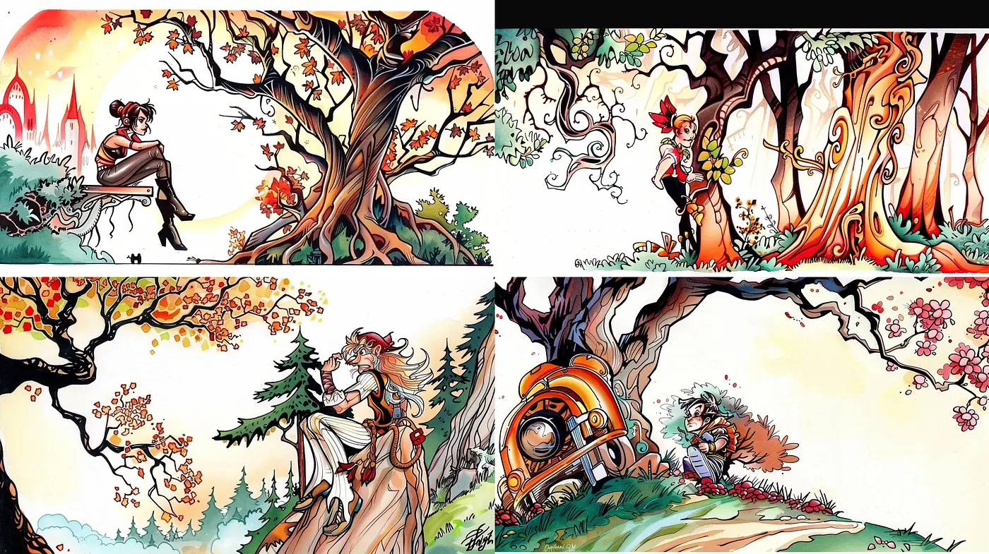 Enchanted Forest Whimsy: A Vivid and Expressive Storybook Palette - Midjourney sref style