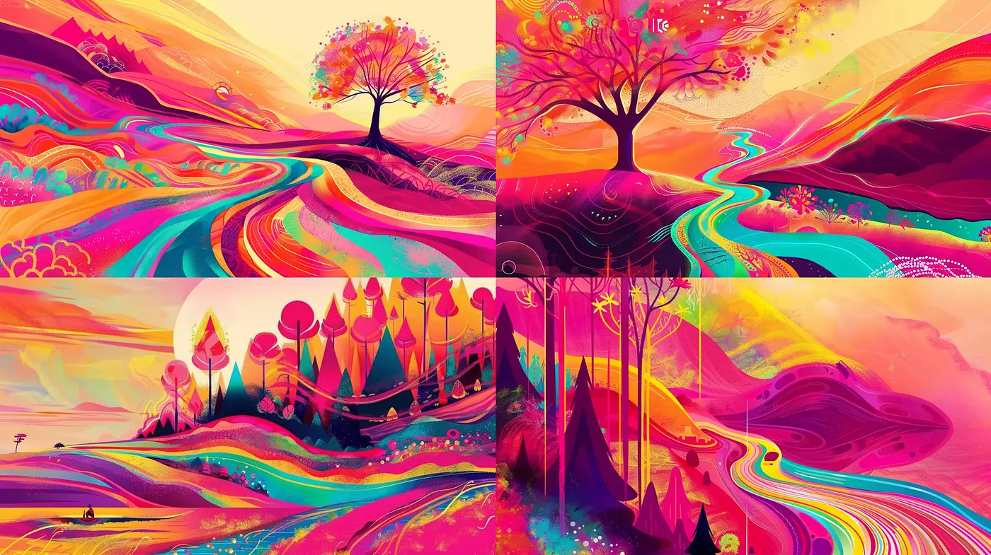 Psychedelic Dreamscape Fusion - Midjourney sref style