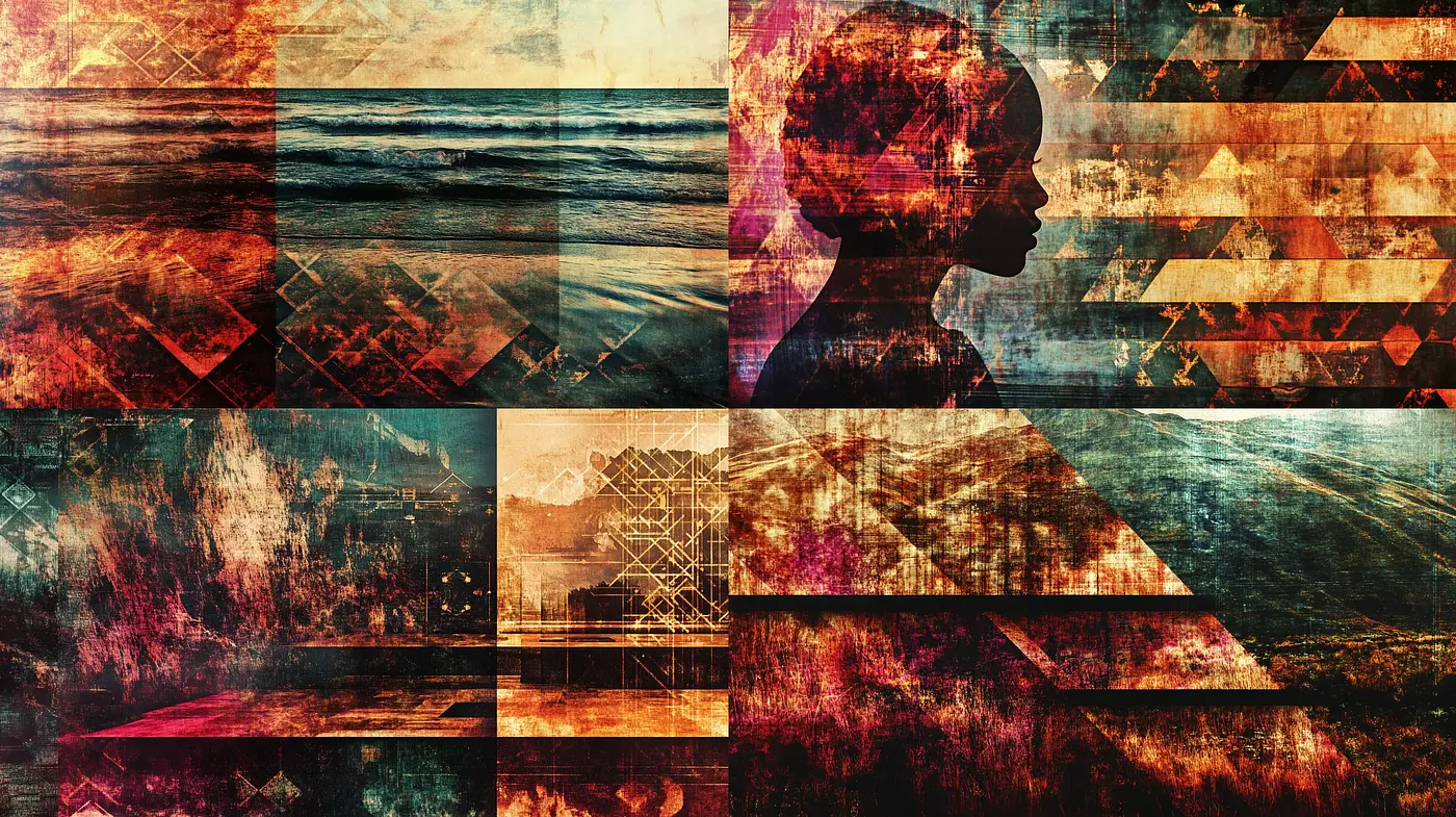 Abstract Dystopian Tapestry: A Harmony of Chaos and Decay - Midjourney sref style