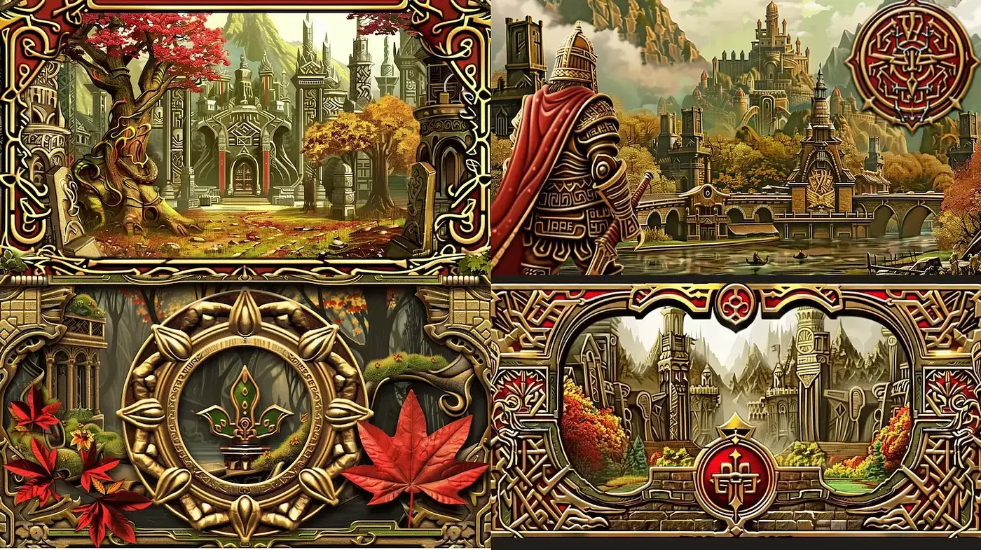 Enchantingly Detailed Fantasy Landscape with Ornamental Borders - Midjourney sref style