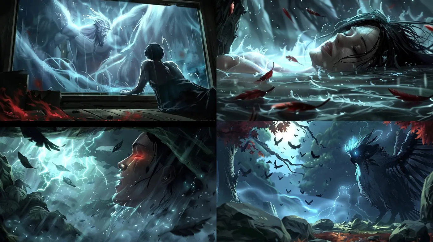 Ethereal Stormscapes: A Fusion of Dynamic Electricity and Tranquil Nature - Midjourney sref style