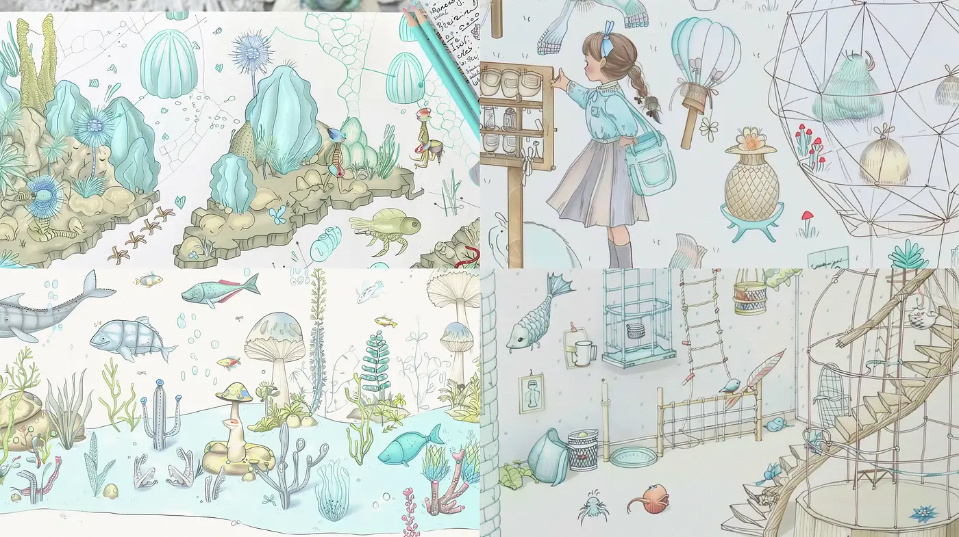 Whimsical Storybook Illustrations with a Pastel Watercolor Palette - Midjourney sref style