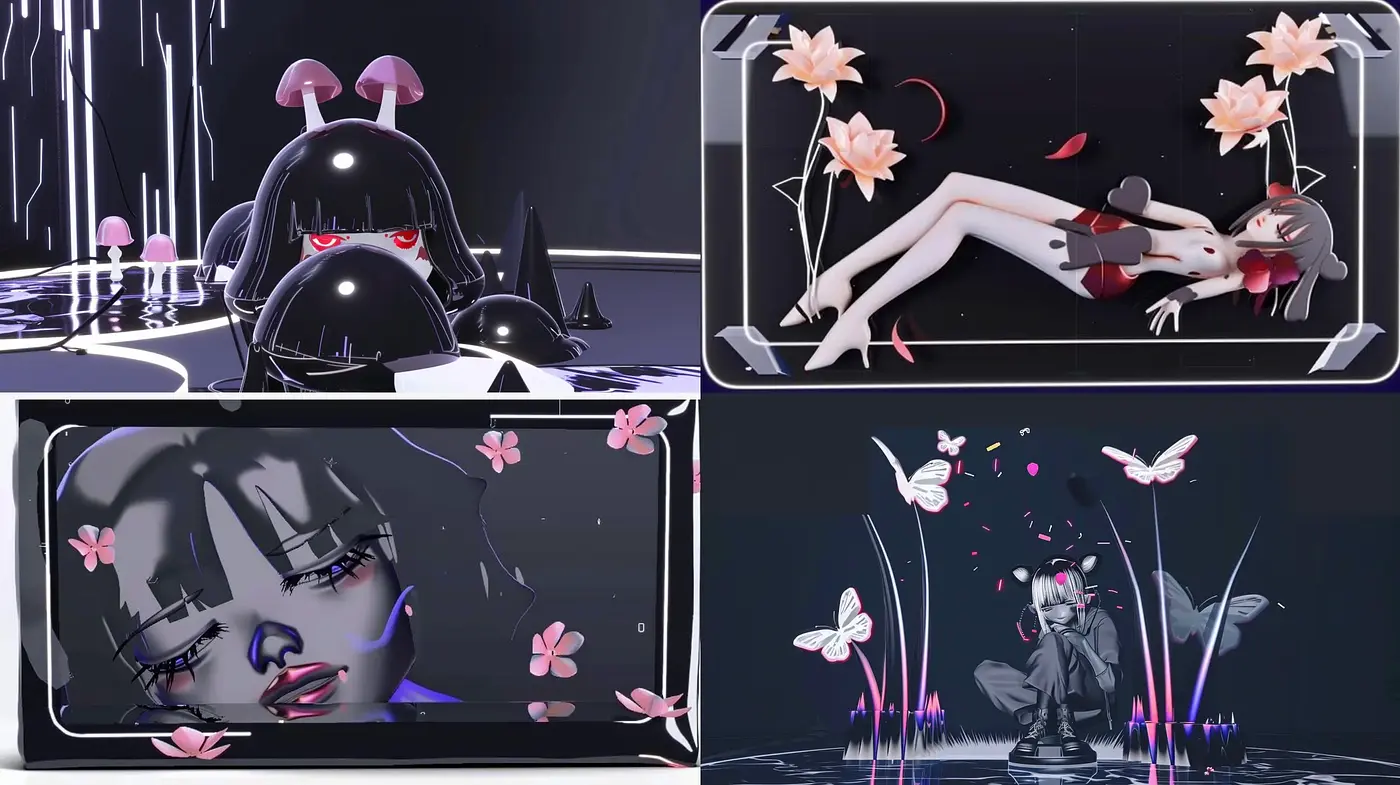 Ethereal Cyber-Florals in a Luminous Digital Dreamscape - Midjourney sref style