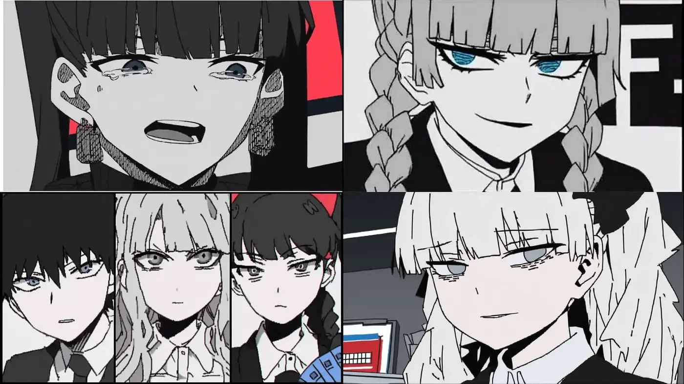 Stylized emotional expression in monochrome with vivid accents - Midjourney sref style