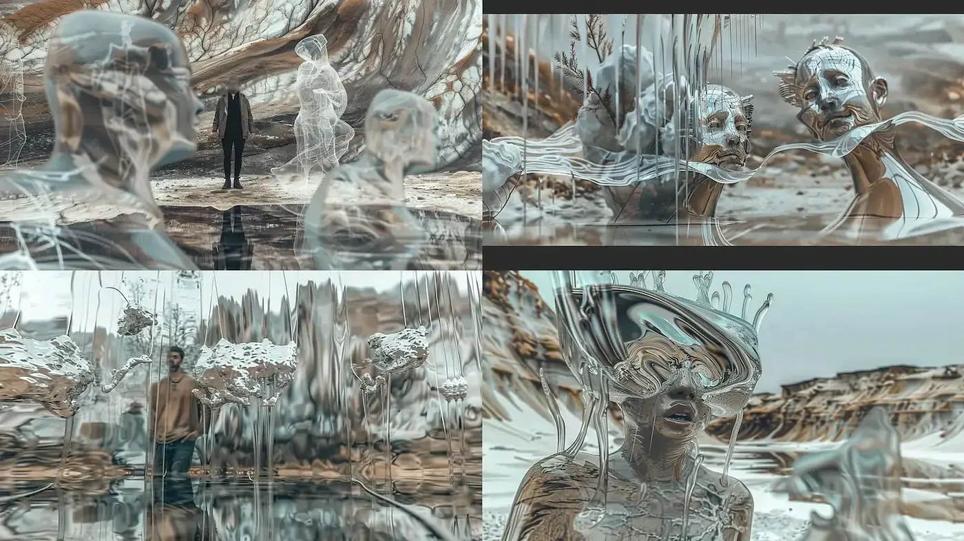 Ethereal Dreamscape Fusion with Surreal Textures and Distorted Forms - Midjourney sref style