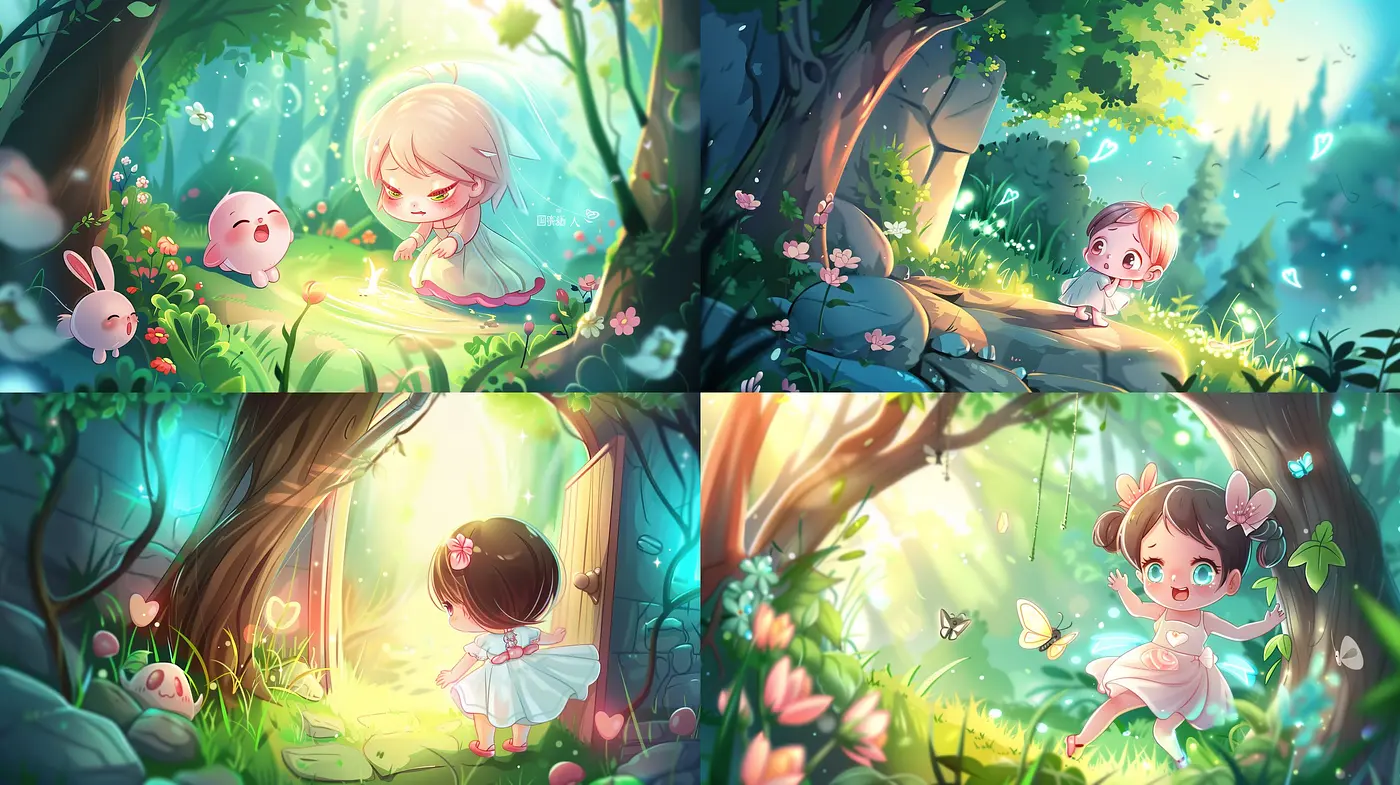 Enchanted Forest Whimsy: A Playful and Luminous Anime-Inspired Dreamscape - Midjourney sref style
