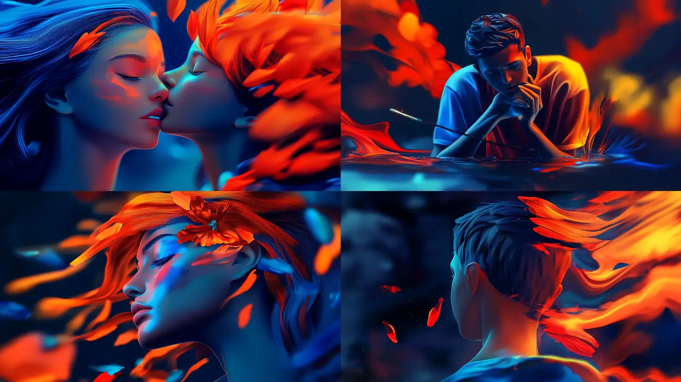 Ethereal Flames of Emotion: A Vivid Dance of Warm Hues and Expressionist Artistry - Midjourney sref style