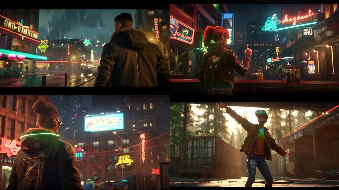 Neon-Nocturne Synthesis: A Cyberpunk Dream in Oils - Midjourney sref style