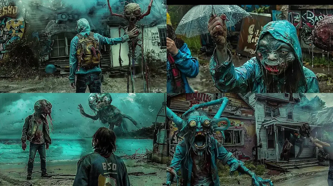 Eerie and Surreal Urban Fantasy with Dark Undertones - Midjourney sref style