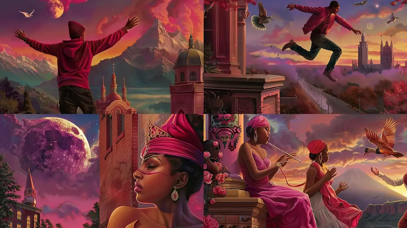 Vibrant and Dreamlike Surrealism with Ethereal Elements - Midjourney sref style