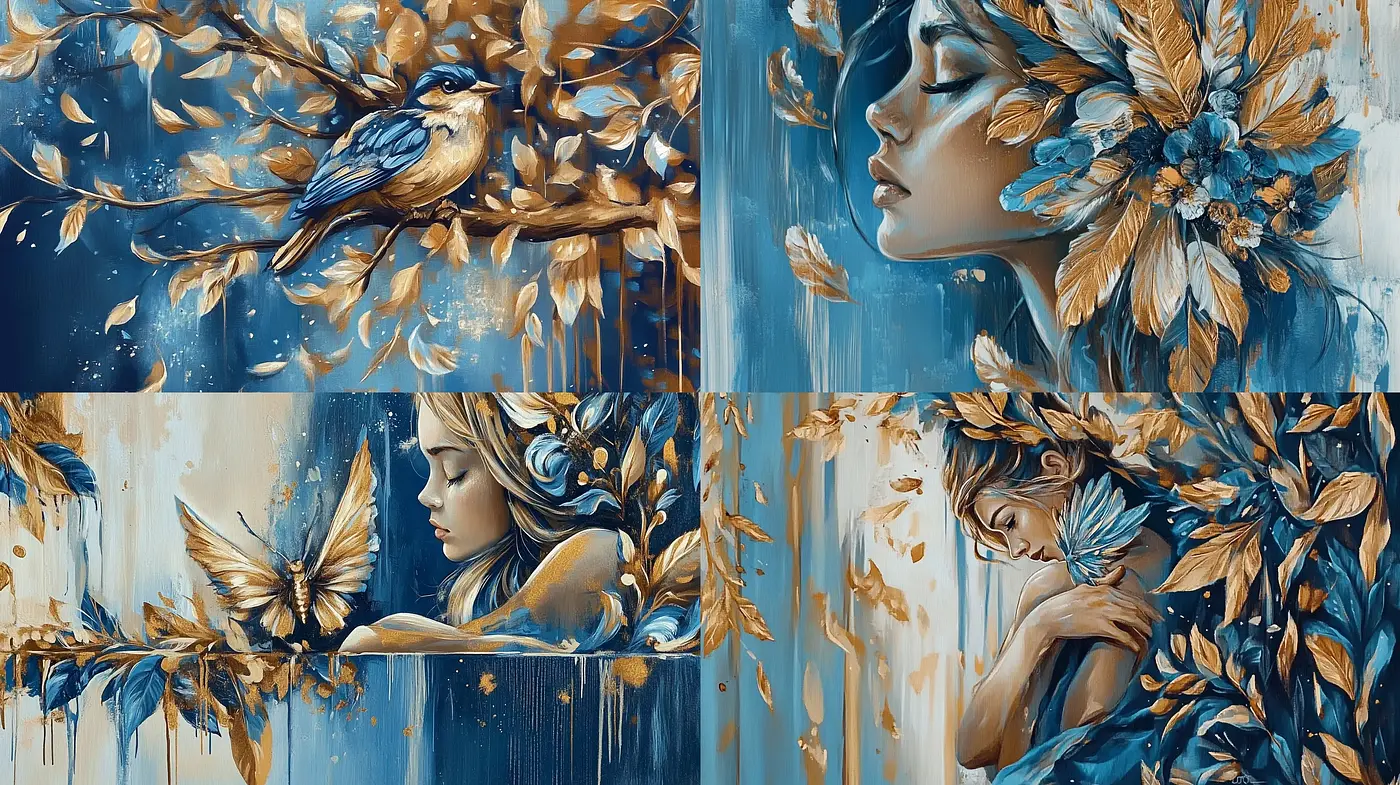Ethereal Dreamscape in Monochromatic Blues - Midjourney sref style