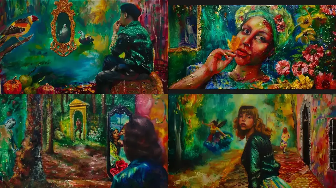 Vibrant and Enigmatic Expressionism with a Whimsical Touch - Midjourney sref style