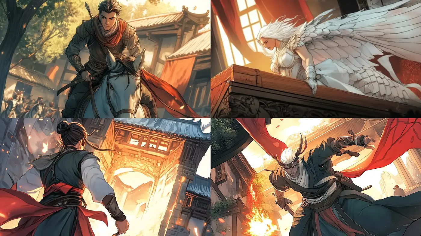 Epic Saga Visions: A Fusion of Traditional Culture and Intense Action - Midjourney sref style