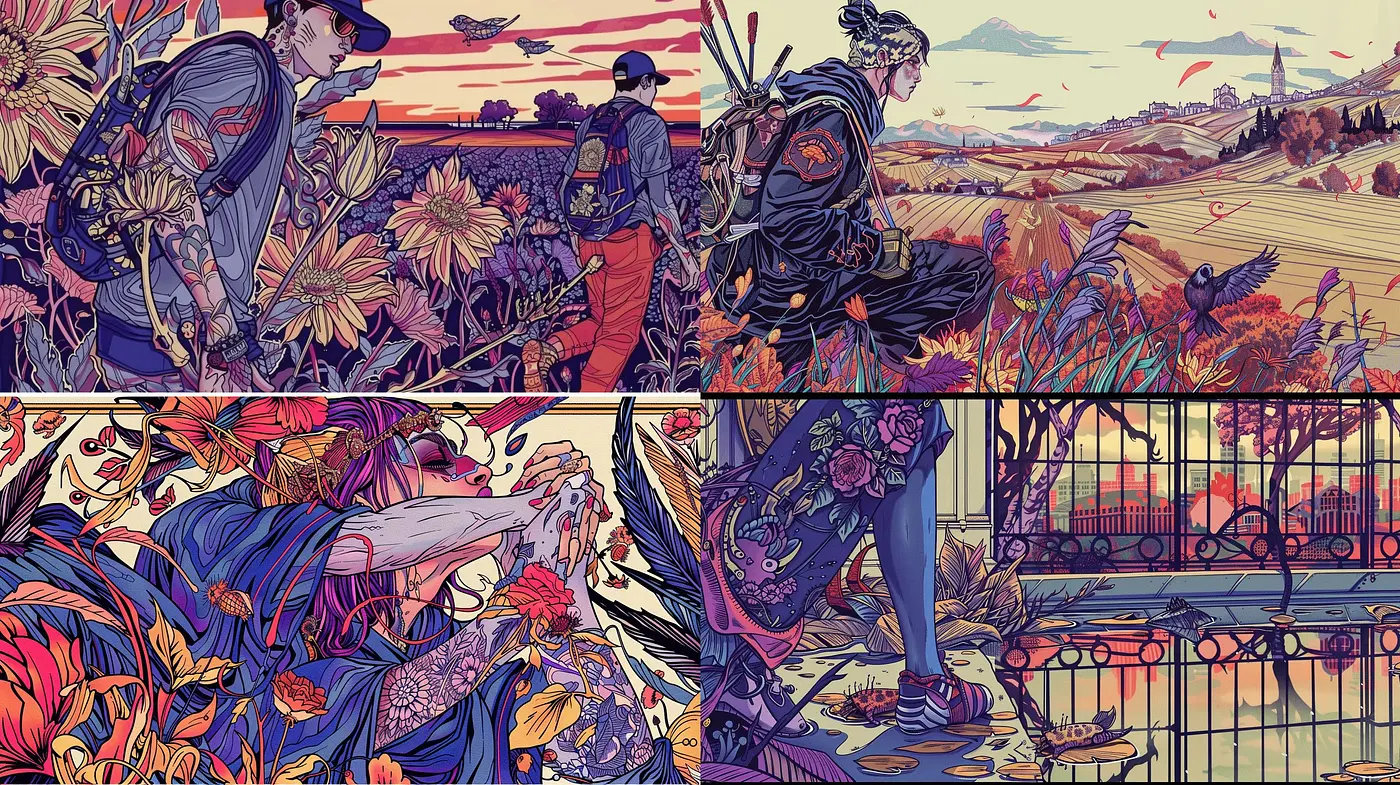 Ethereal Edo Period Reverie: A Fusion of Japanese Woodblock Prints and Surreal Illustration - Midjourney sref style