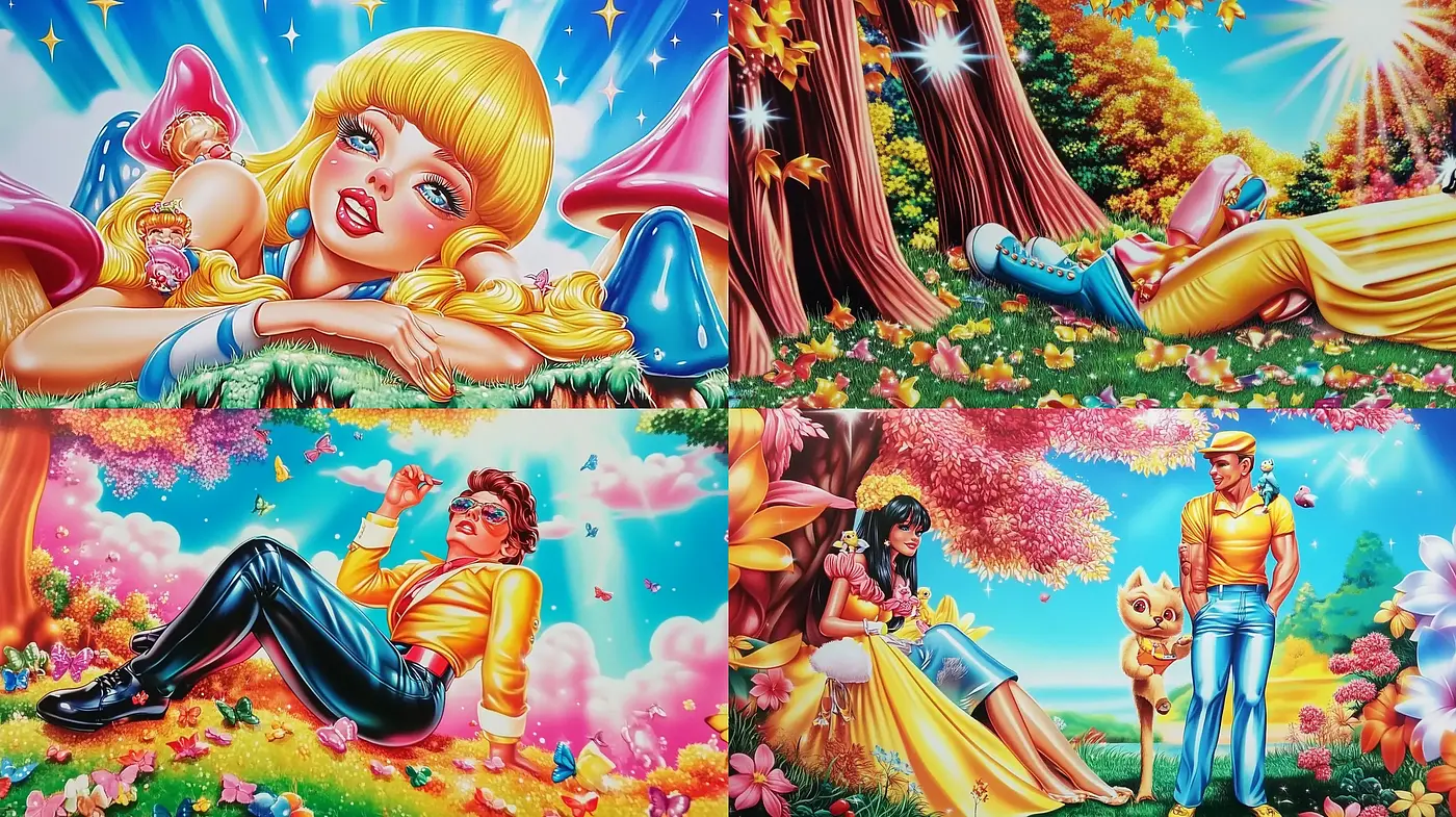 Psychedelic Pastels: A Fantastical Fusion of Dreamlike Hues and Whimsical Forms - Midjourney sref style