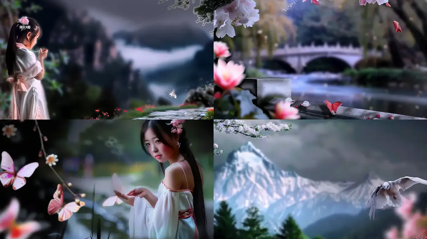 Harmonious Fusion of Nature and Elegance in Serene Landscapes - Midjourney sref style