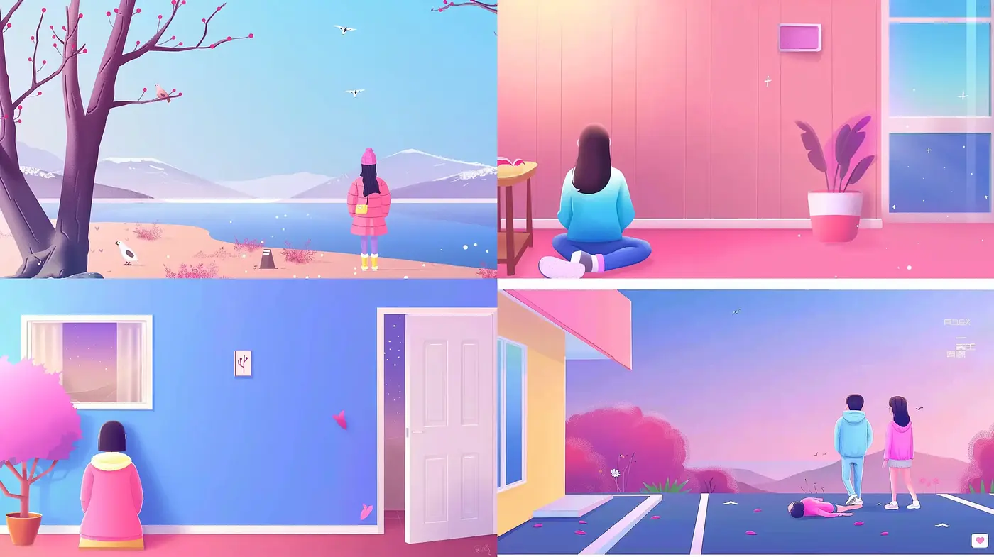 Serene Pastel Dreamscape: A Harmonious Blending of Soft Hues and Calm Illustration - Midjourney sref style