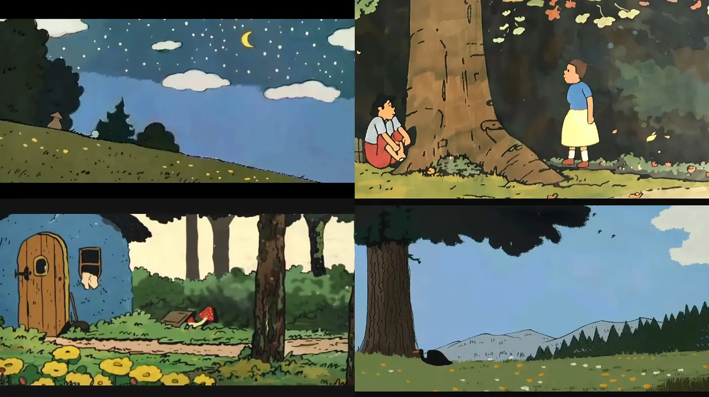 Warmly Rendered Nostalgic Animation Style with Nature Emphasis - Midjourney sref style