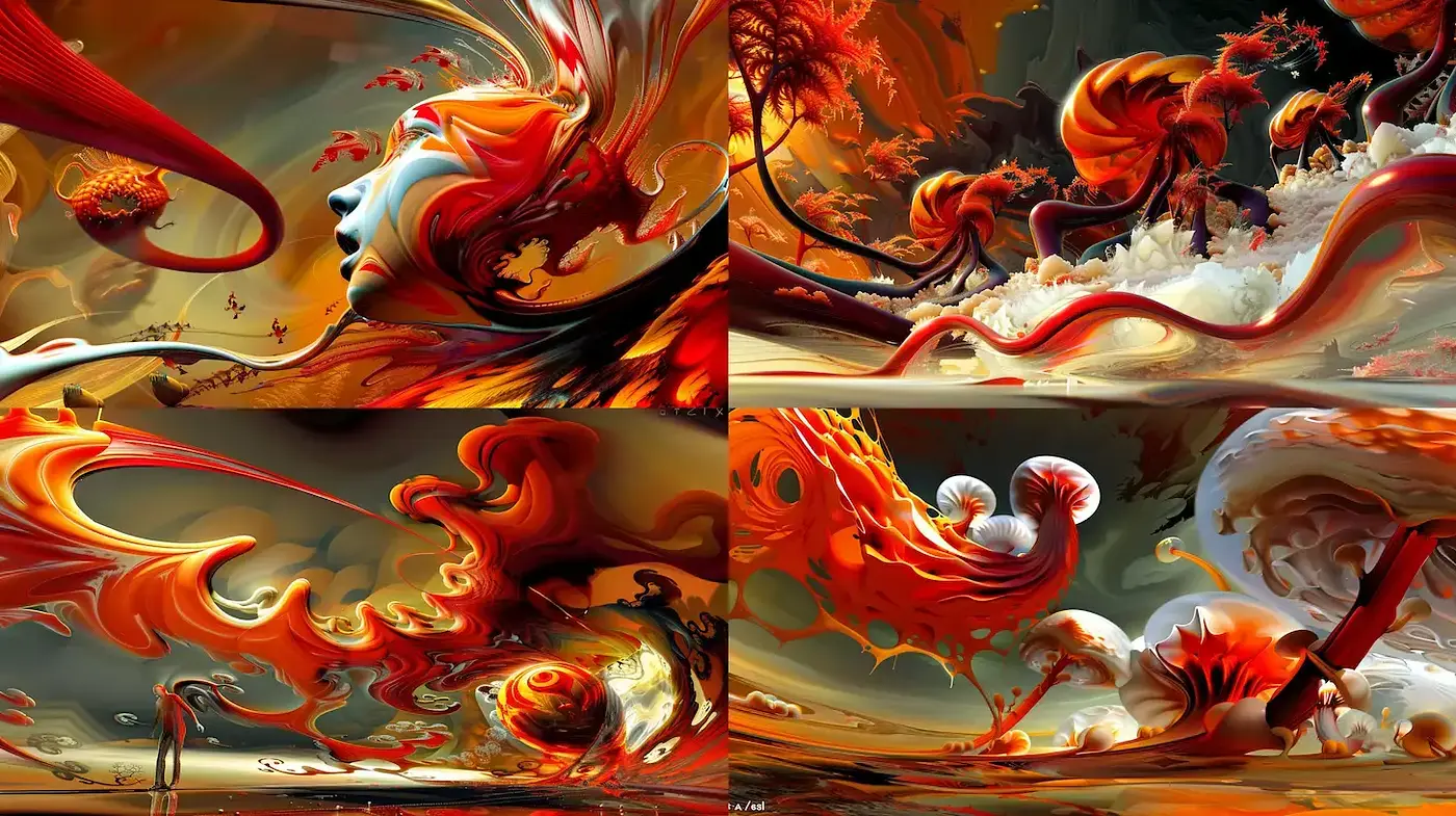 Ethereal Surrealism with Vivid Organic Forms - Midjourney sref style