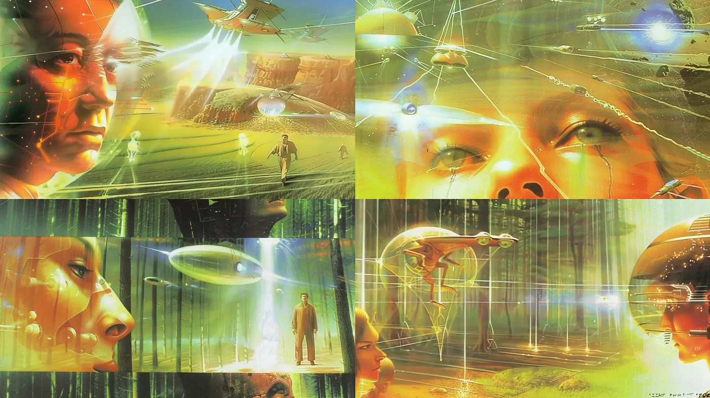 Futuristic Dreamscape Fusion with Surreal Overtones - Midjourney sref style