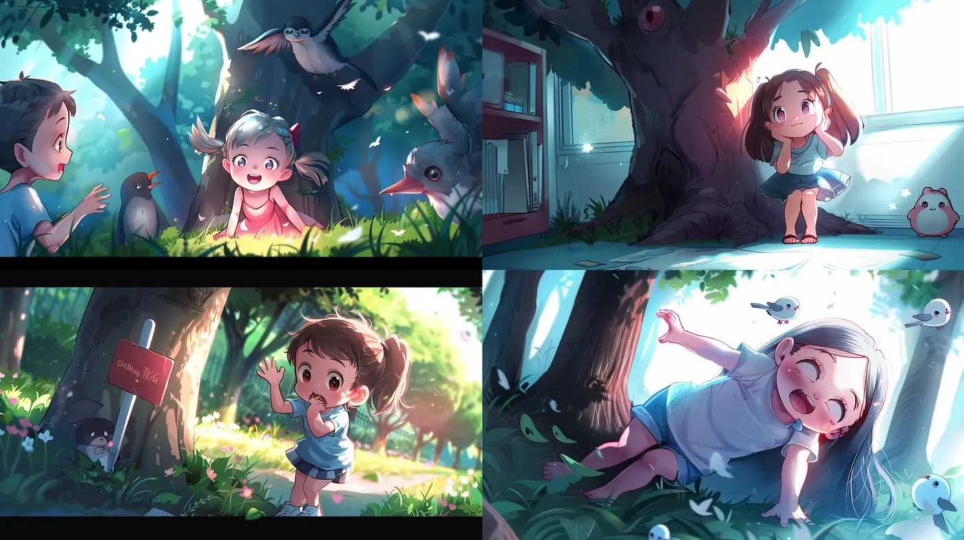Whimsical Storybook Fusion with Anime Influence and Rich Color Harmony - Midjourney sref style
