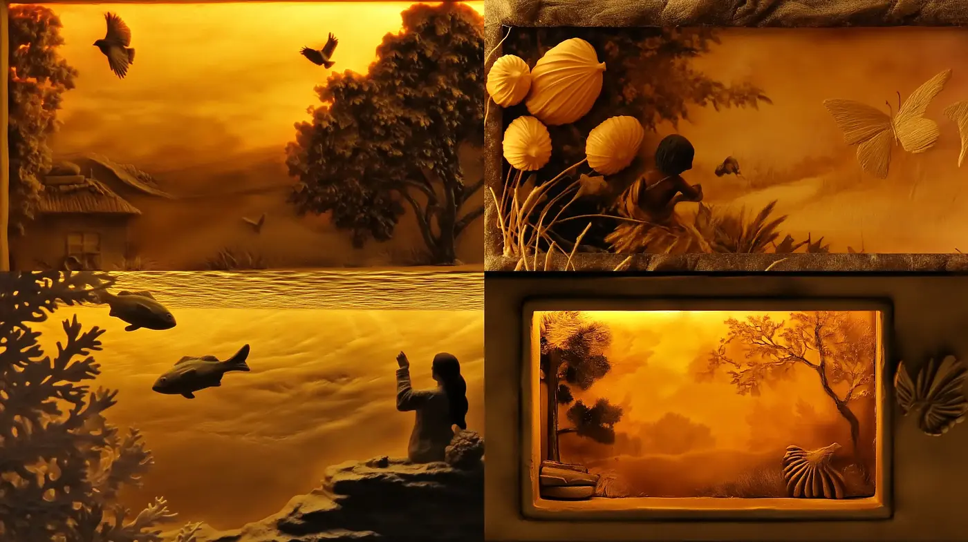 Amber Hues of Sepia-toned Serenity - Midjourney sref style