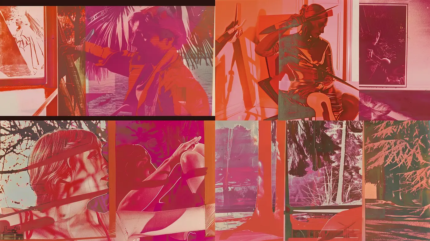 Monochromatic Crimson Hues with Surrealist Overtones - Midjourney sref style