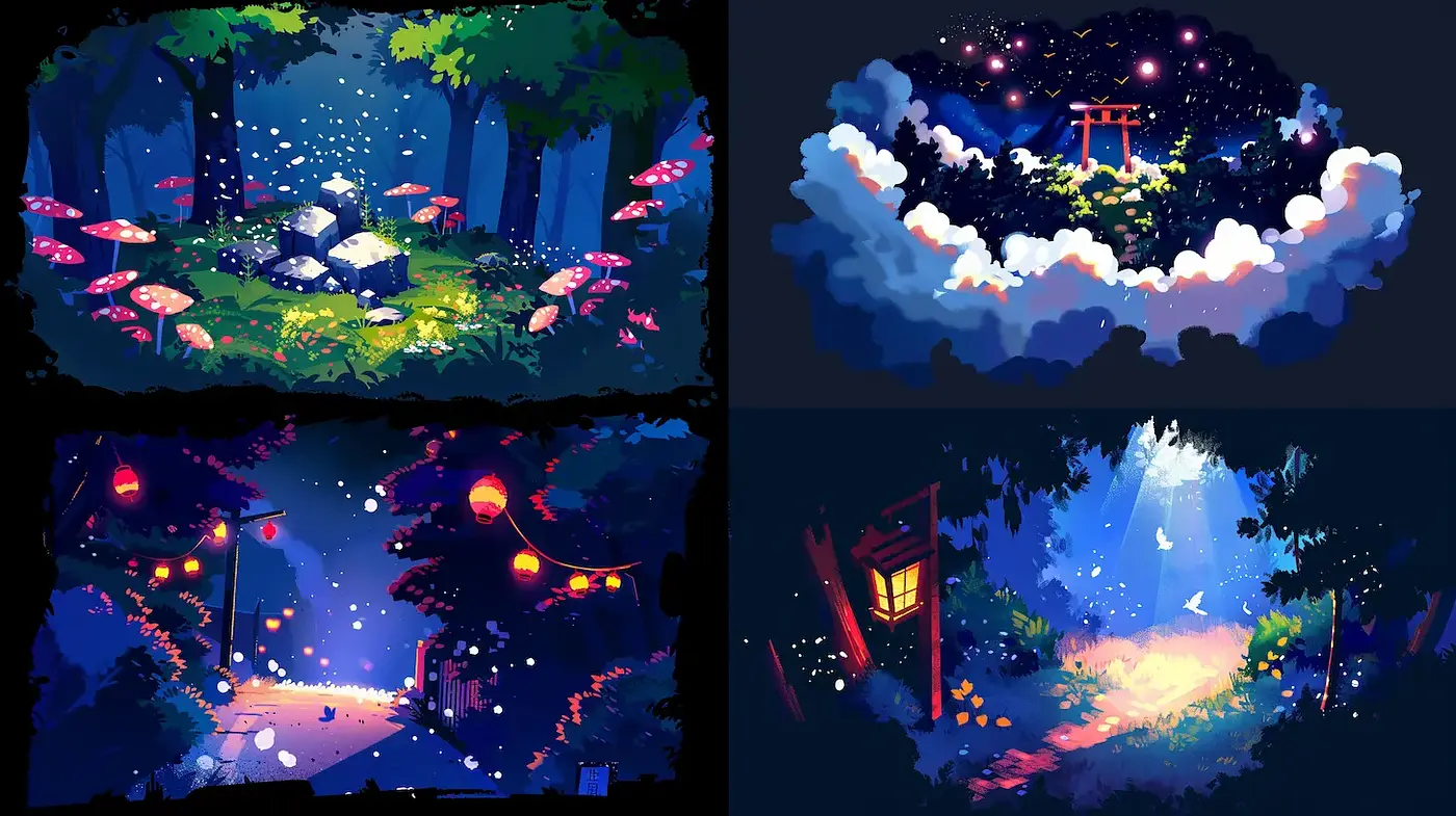 Whimsical and Enchanting Digital Landscapes with a Magical Aura - Midjourney sref style